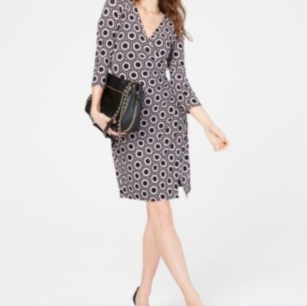 Geo-Print Wrap Dress
